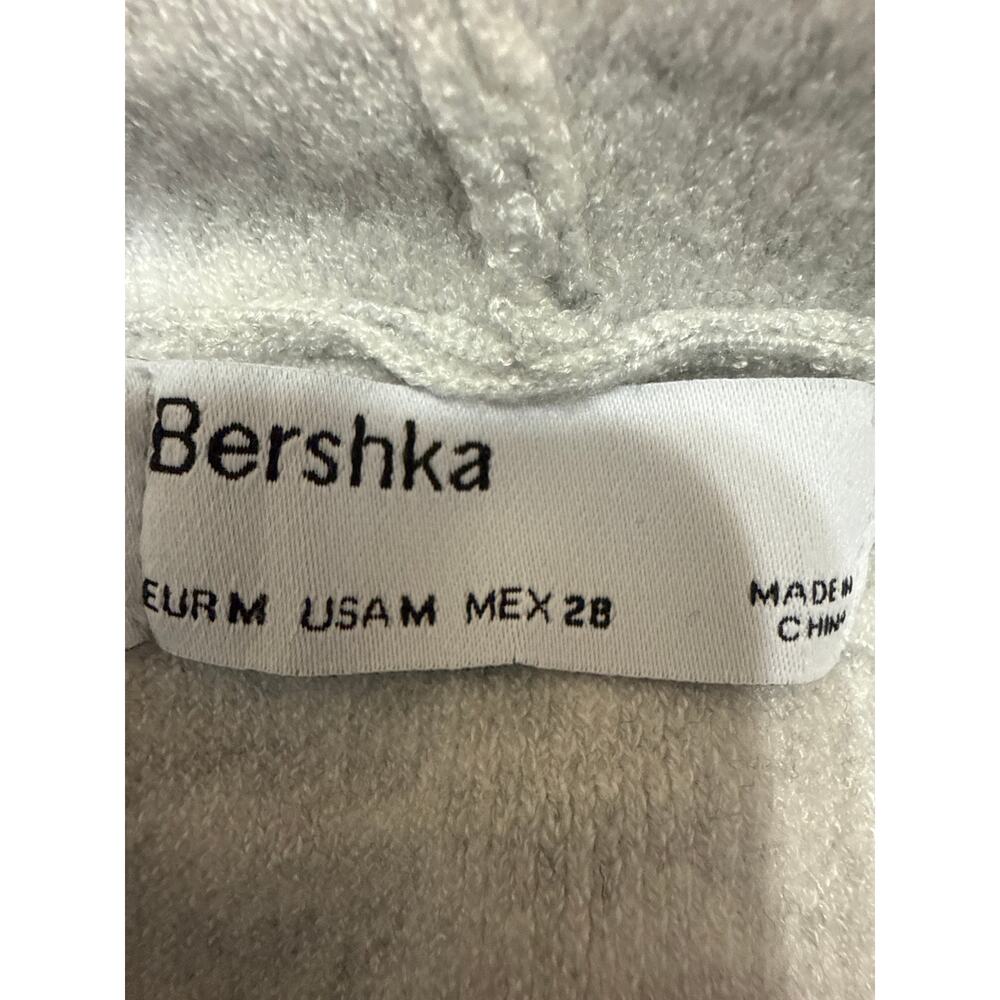 Bershka Gray Long Sleeve Cutout Drawstring Hooded Hoodie Crop Sweatshirt Top M - Picture 4 of 5